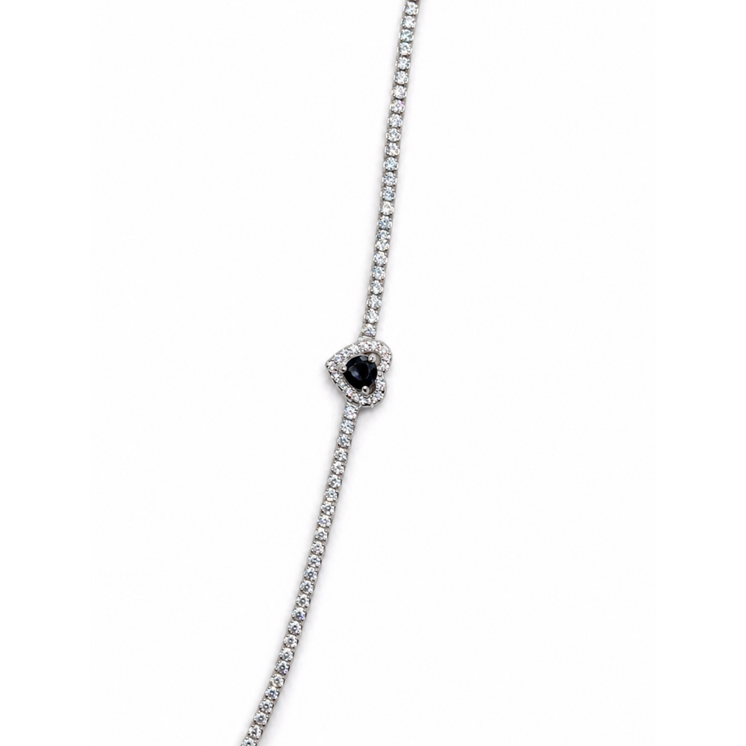 Blue Heart 925 Silver Tennis Bracelet